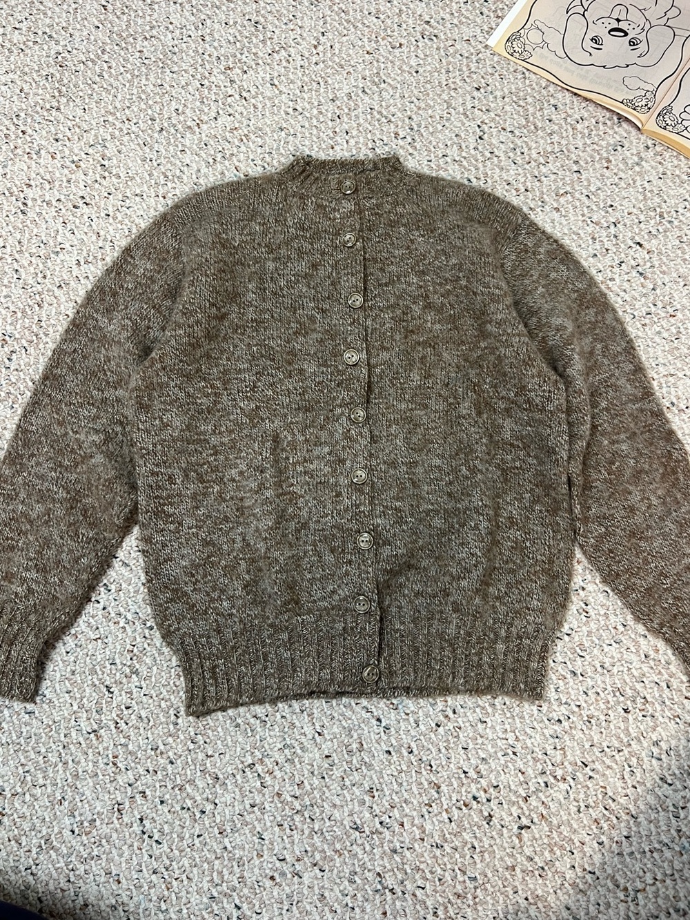 Vintage Brown Heathered Button-Up Cardigan